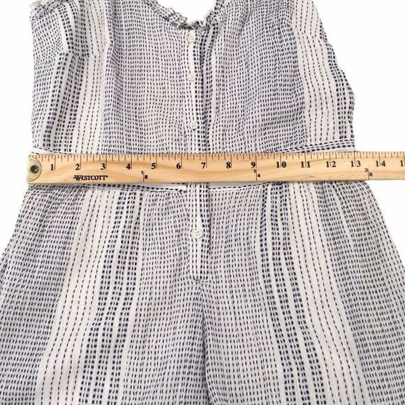 Coastal Romper Women Size 4 White Blue Adjustable Straps Summer Feminine Beachy - Picture 5 of 16